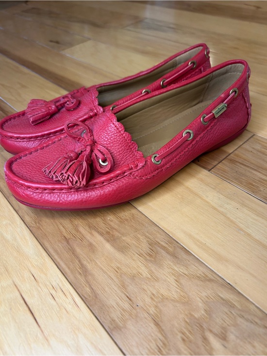 Coach Shoes - Coach Red Leather Tassel Driving Loafers